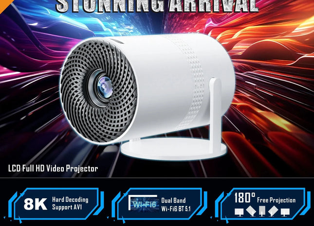 Salange P300 Mini Portable Projector - 4K 8K Video Decoding, 720P HD, Android 11, Wi-Fi, BT 5.1